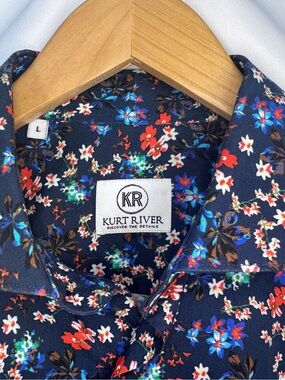 Kurt River Men’s Trendy Floral Button Down Long Sleeve Classic Fit Cotton Shirt